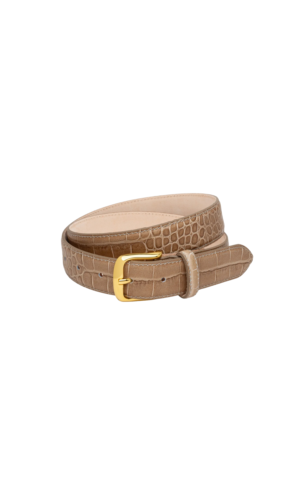 No. 4 Belt in Etoupe Croc/Gold