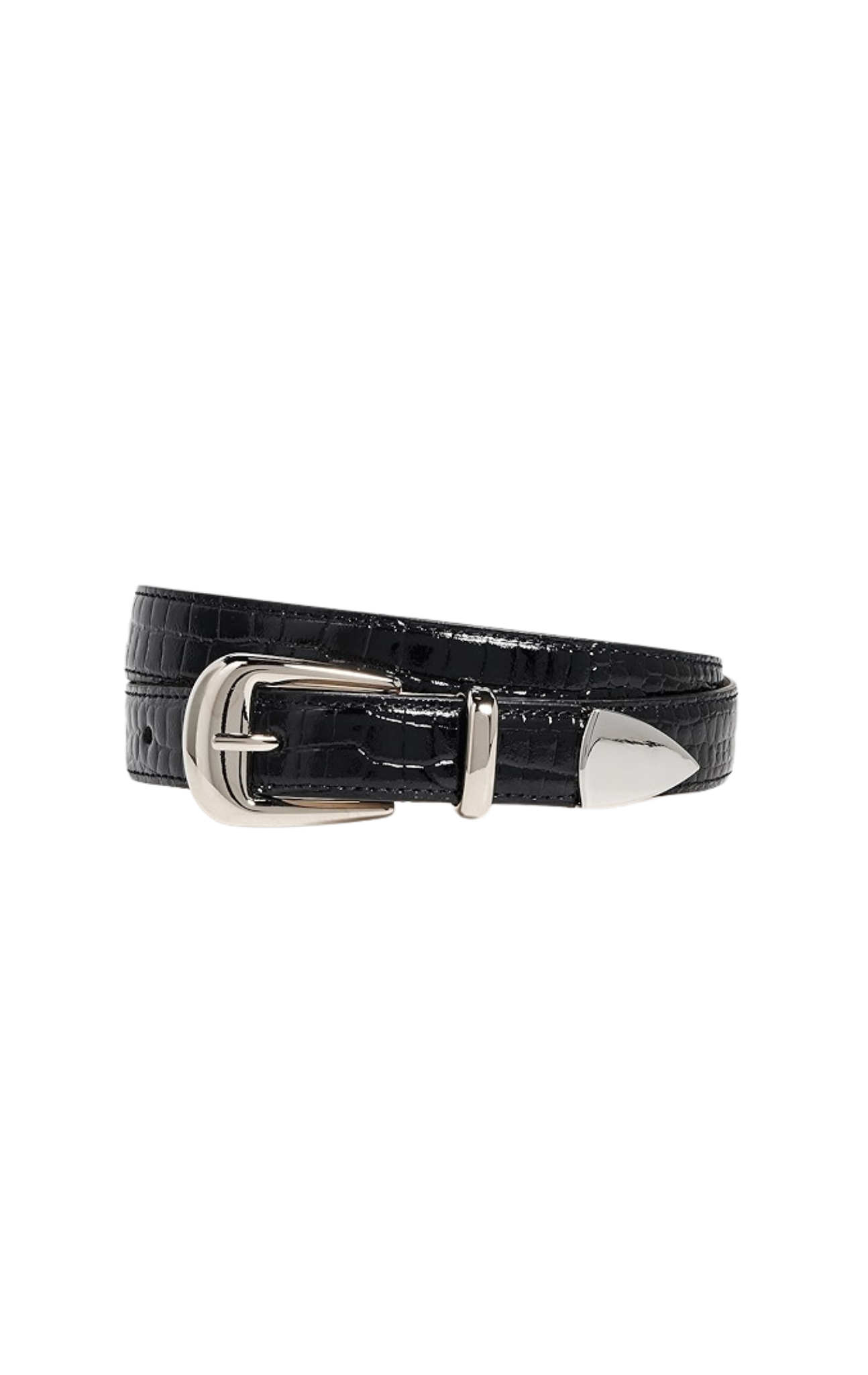 No. 16 Belt in Black/Silver Croc